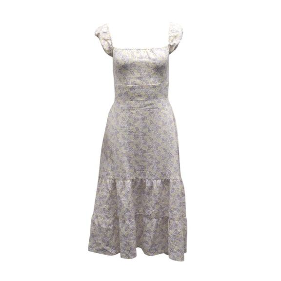 Pre-Owned Reformation Toulouse Midi Dress in Floral Print Linen