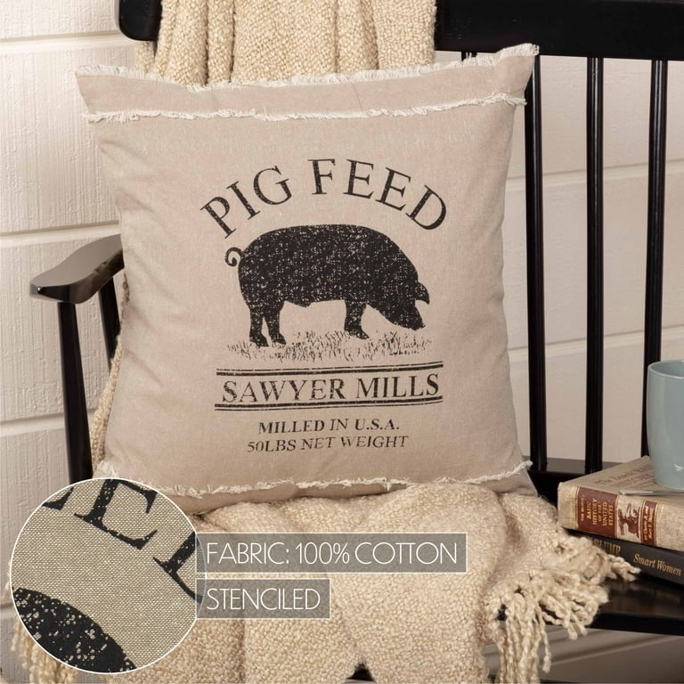 VHC Filled Pillow Fabric in Black and Tan