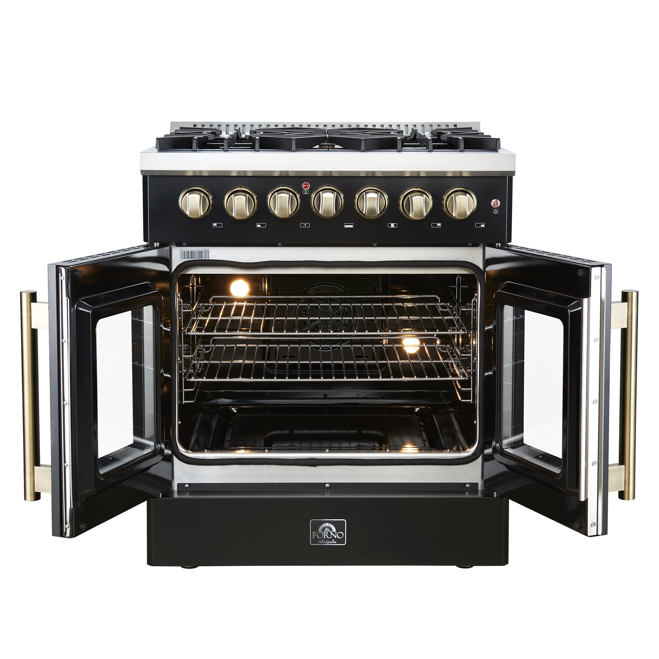 Forno Galiano 30-inch Freestanding French Door Dual Fuel Range Black