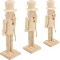 SOPOTUTU Blank Nutcracker Ornaments Set of 3 in Khaki for Holiday Home Decoration and Festive Craft Projects