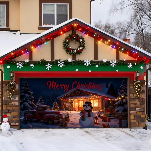 Banderín para garaje para decoraciones navideñas Banderines festivos para celebraciones estacionales Uso en interiores y exteriores Atractivo para sus vacaciones