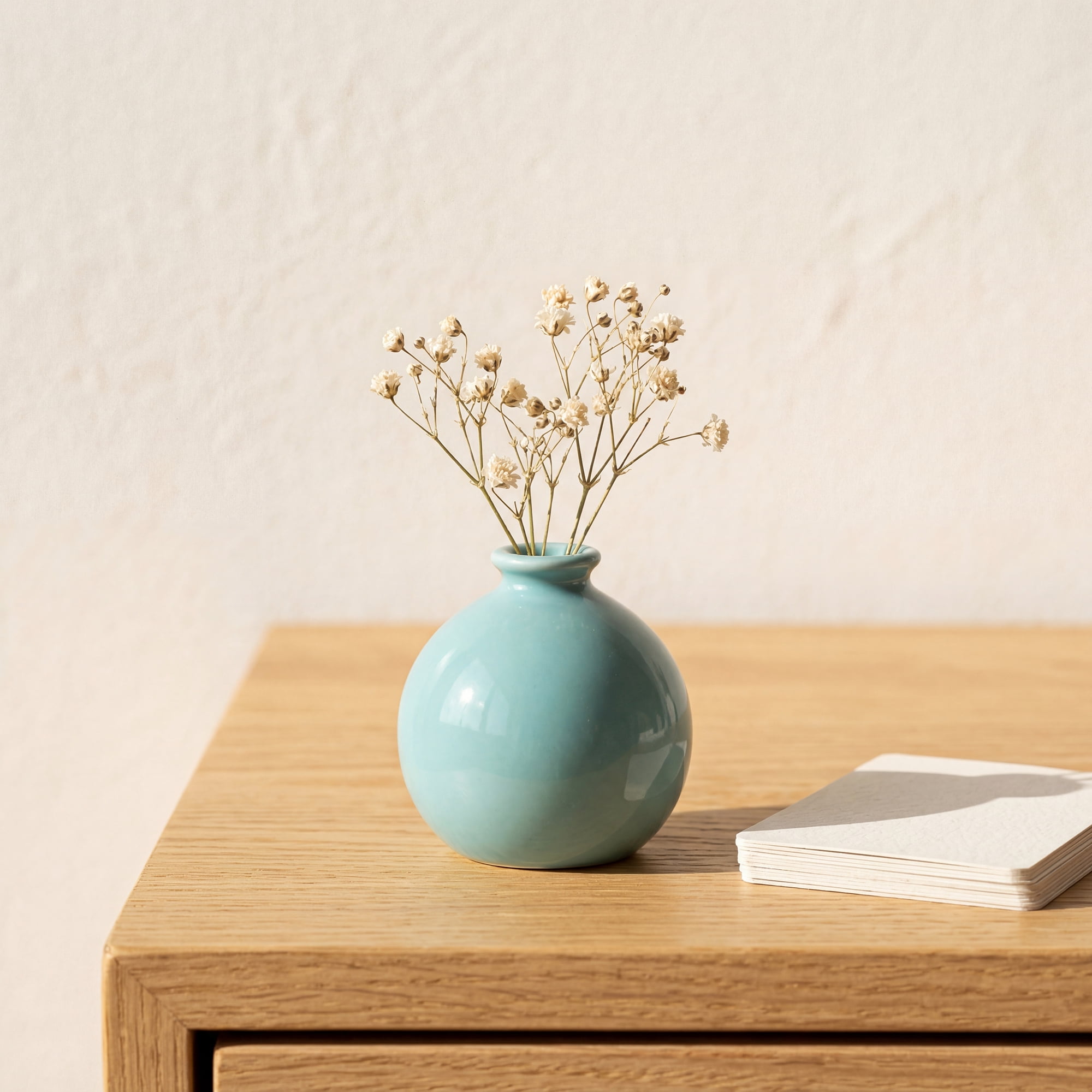 Unique Bargains Small Ceramic Bud Tiny Matte Decorative Vase Cyan 2.6"L x 2.6"W x 2.8"H