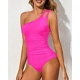 thumbnail image 4 of SURJDE One Shoulder One Piece Swimsuit for Women Tummy Control Bathing Suits Modest Full Coverage Keyhole Swimwear, 4 of 6
