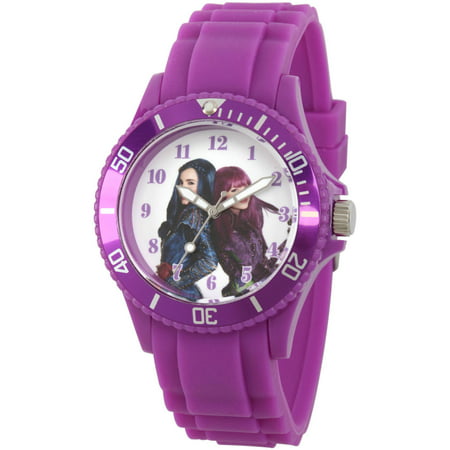 Disney Descendants 2 Mal and Evie Women's Purple Plastic Watch, Purple Bezel, Purple Plastic Strap
