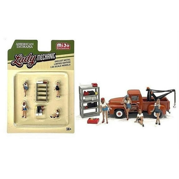 Figures Set Lady Mechanic, Multi- - American Diorama 76484MJ - 1/64 scale Figurine - Diorama Accessory