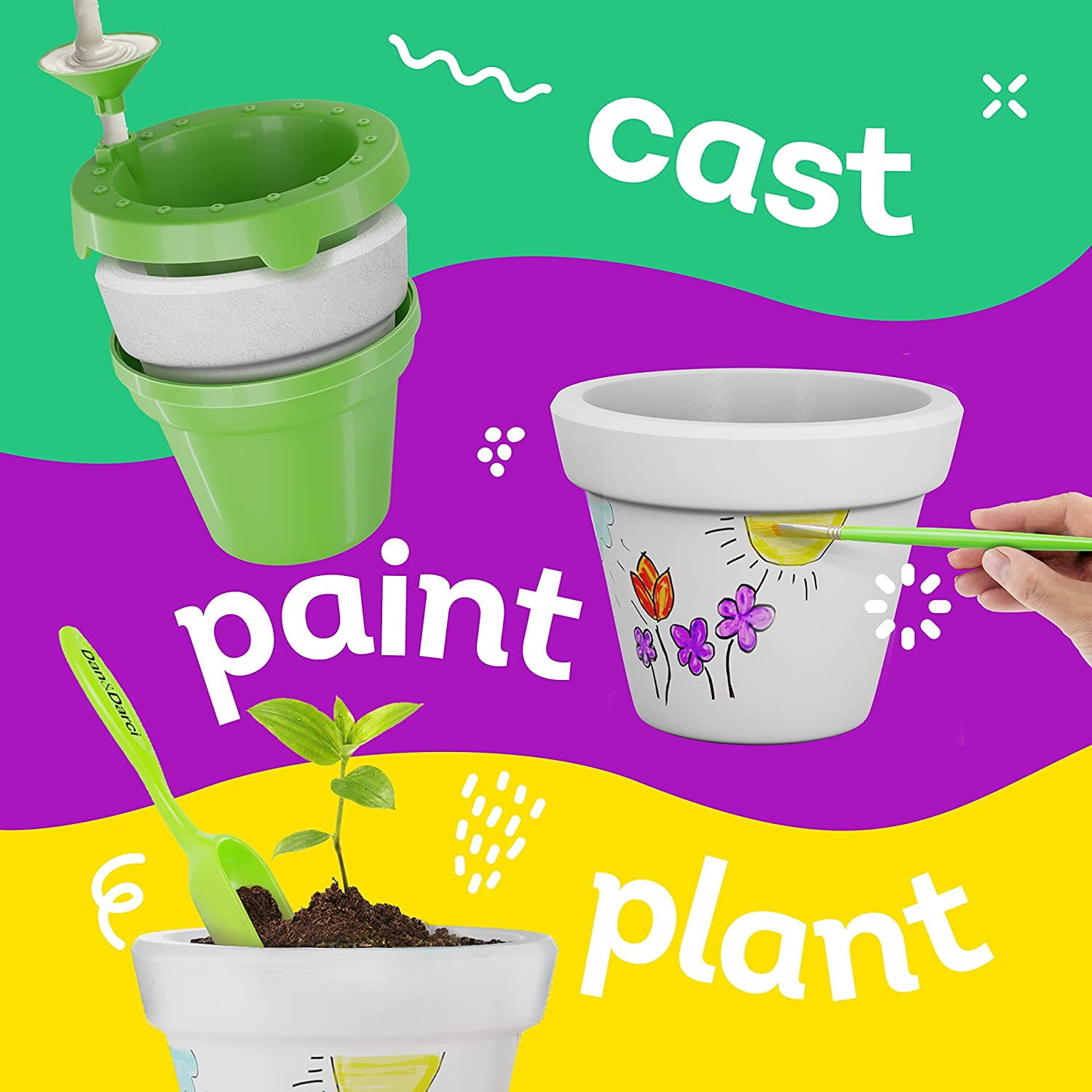 Cast, Paint & Plant Kit for Kids & Teens - Birthday Gift Ideas for Girls & Boys Age 8-14 Year Old Tween Girl Christmas - STEM Teenage Crafts Gifts Kits, Fun DIY Art Teen Projects - Casting & Gardening