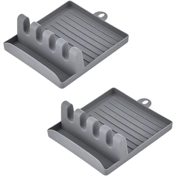 TOPJINZHIONE 2 Pcs Supports de Couvercle de Pot, Étagère d'Ustensiles de Cuisine, Repose-Ustensiles en Plastique, Étagère pour Cuillères, Support de Cuisine pour Cuillères, Louches, Pinces et Plateau à Couverts pour Éviter les Taches de Gouttes
