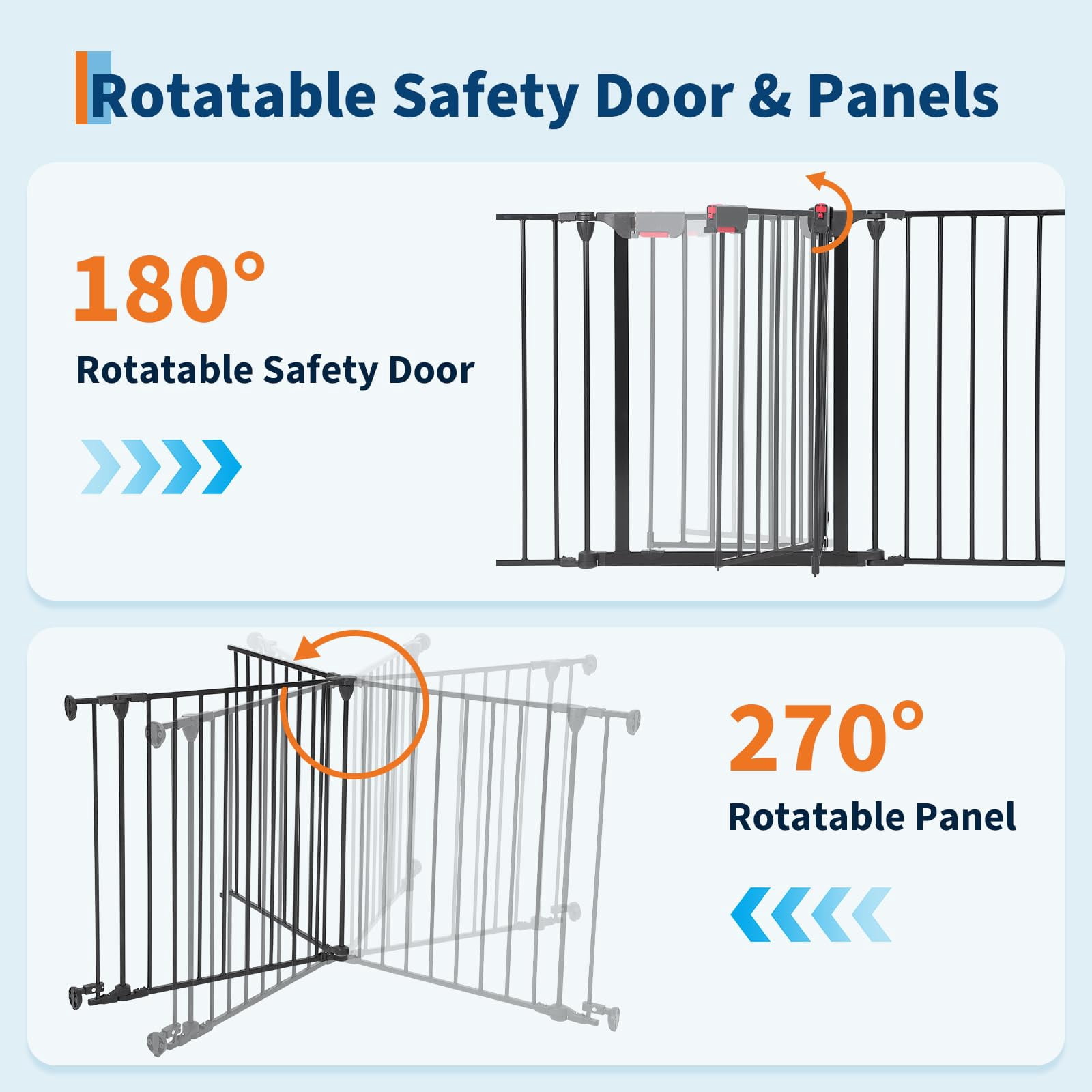 Collapsible Metal Baby Safety Gate – 29" Tall, Playpen with Lockable Door, Adjustable Portable Pet & Child Barrier for Doors – Black, 5 Panels