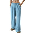thumbnail image 2 of Women's Stretch Wide Leg Sweatpants High Waisted Lounge Pants with Drawstring Pockets Soft Joggers for Errands and Yoga, 2 of 8
