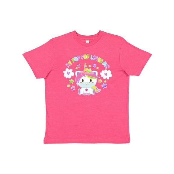 Inktastic My Pop Pop Loves Me with Cute Rainbow Unicorn Youth T-Shirt