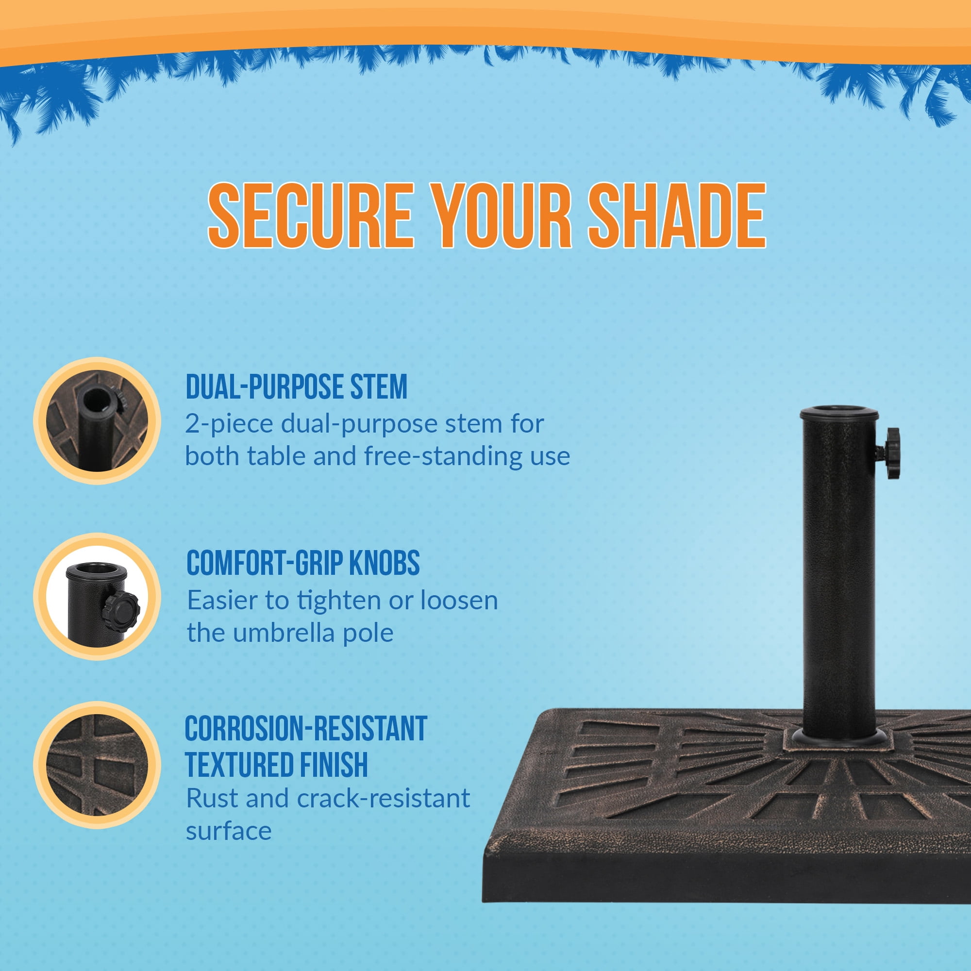 Island Umbrella 42-lb Bronze All-Weather Outdoor Square Resin Umbrella Base