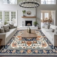 thumbnail image 3 of 5'x8' Area Rugs, Orange Blue Boho Southwestern Indoor Outdoor Area Rug for Living Room Bedroom, Ethnic Rustic Classical Washable Bathroom Rugs Kitchen Floor Carpet Mats Home Decor Aesthetic, 3 of 8
