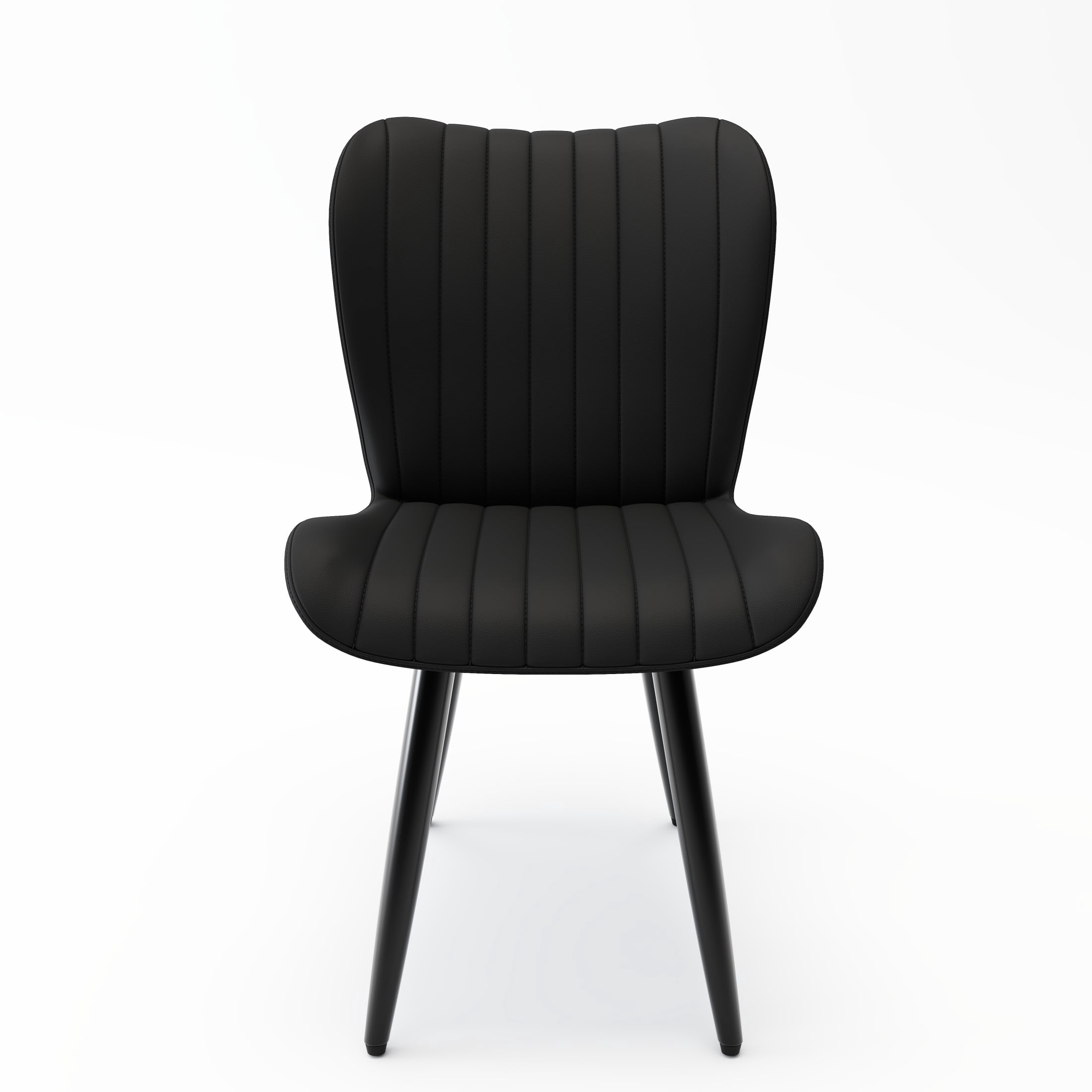 Noble House Modern PU Leather Dining Chairs with Metal Legs, Armless Padded Side Chairs, Kitchen, Black, Set of 2
