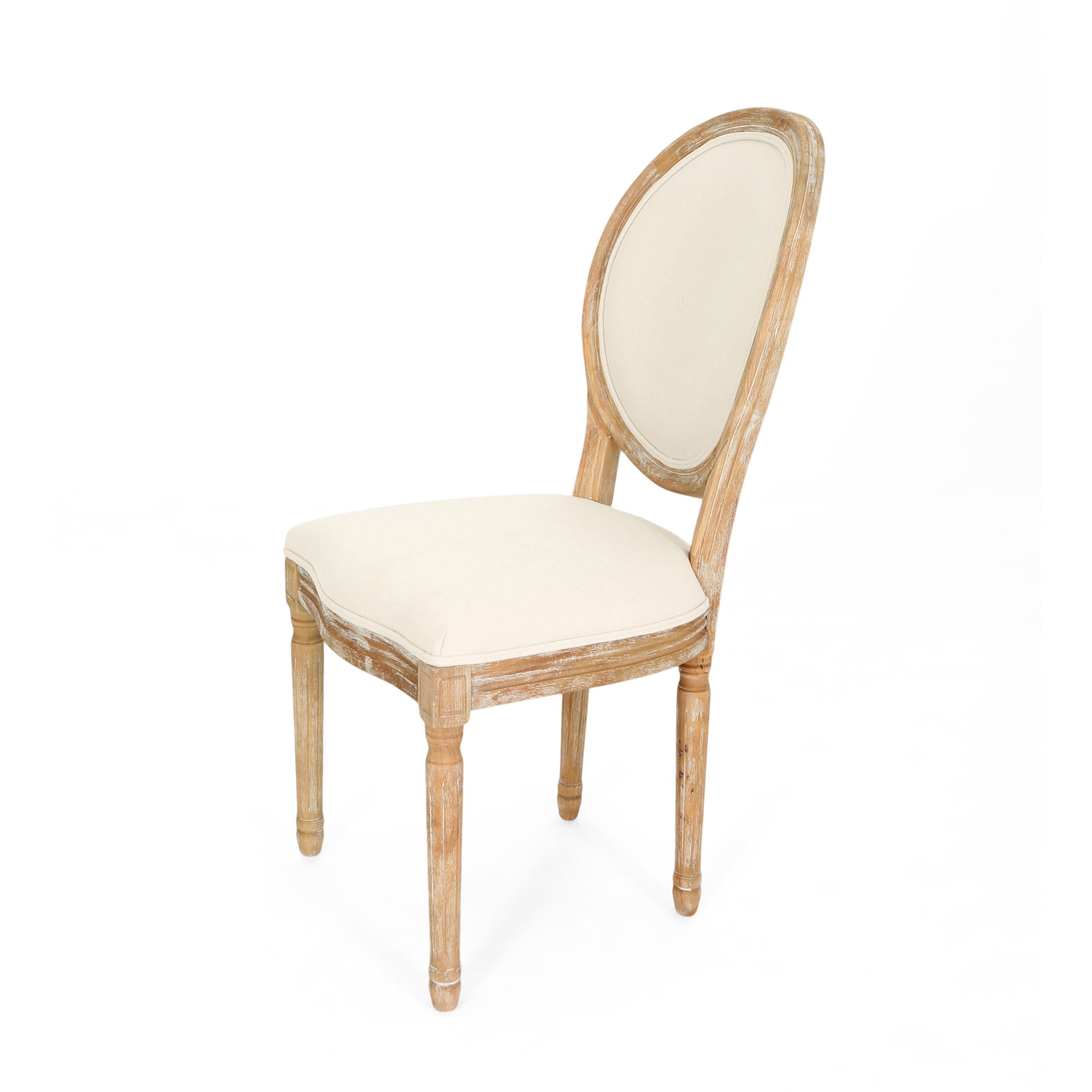 Noble House Nicole Farmhouse Fabric Dining Chairs, Set of 2, Beige, White, Blue