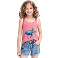 thumbnail image 2 of Eltusu Girls Cotton Tank Tops, Crew Neck Sleeveless Graphic Loose Fit Workout Tops Pink Size 8 T, 2 of 5