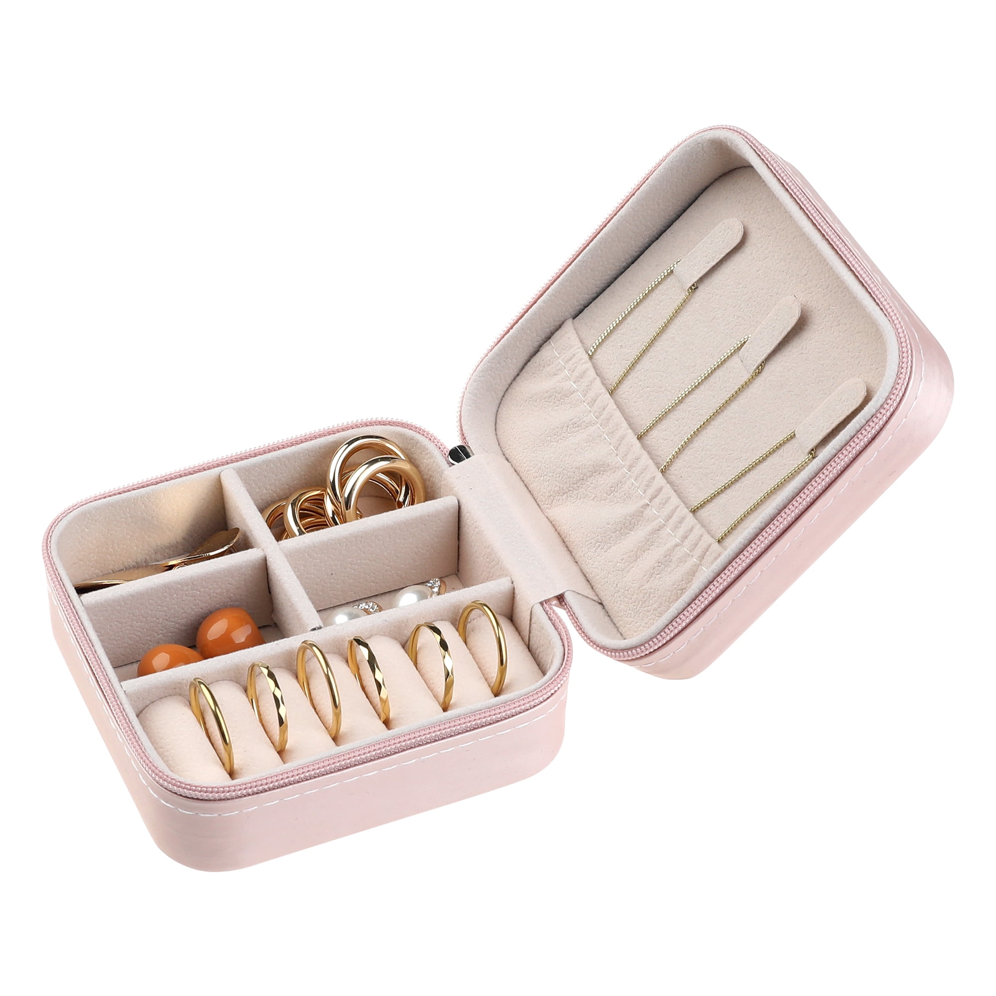 Travel Jewelry Box for Women Birthday Gifts Small Portable Organizer Case Sakura Pink