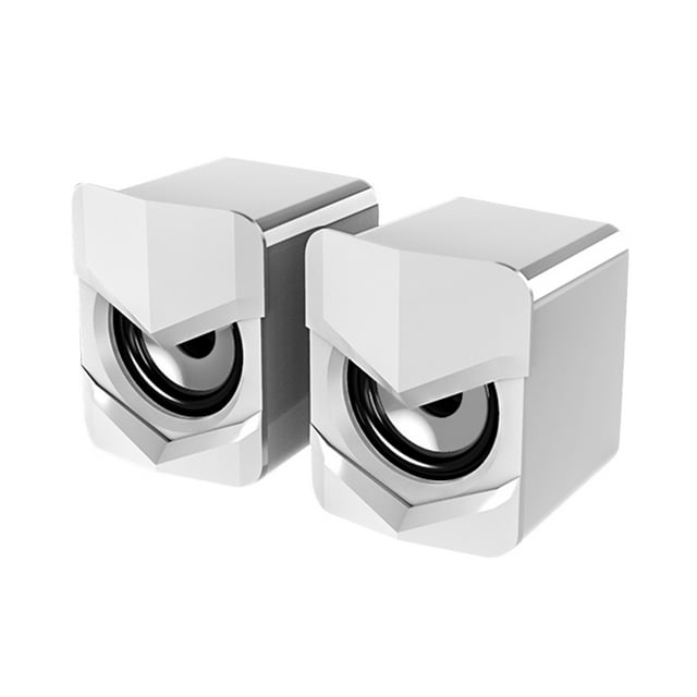 Graflsoa SADA D-158 Haut-Parleurs Stéréo PC 3,5 mm Alimentés par USB avec Basses Riches, Fini Mat et Design Compact en Blanc (Non Lumineux)