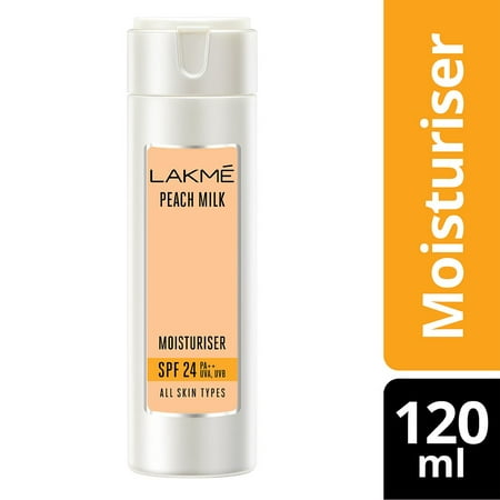 Lakme Peach Milk Moisturizer SPF 24 PA Sunscreen Lotion 120 (Best Moisturizer For Body In India)