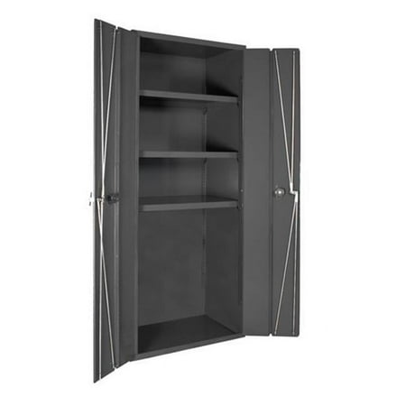 

Durham 3951-3S-95 14 Gauge Bi Fold Door Style Lockable Shelf Cabinet with 3 Adjustable Shelves Gray - 36 in.