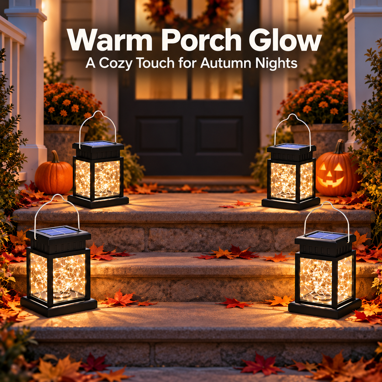 Mehoom 4-Pack Solar Lanterns, 40 LED, Warm White Vintage photo 7