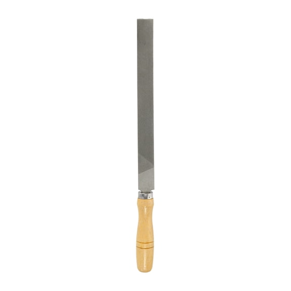 Uxcell Flat Medium Cut File 10" Double Cut Teeth High Carbon Steel with Wood Handle