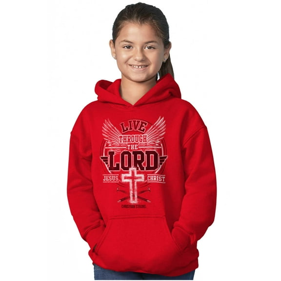 Live Through the Lord Jesus Christ Youth Hoodie Boy Girl Teen Brisco Brands S
