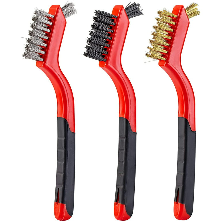 3 Pcs 4 in 1 Paint Brush Comb Wire Brush Set, Brush Roller Cleaner Tool 2  Pcs Stainless Steel Brass Bristles Wire Brushes 7 Inches Metal Brush