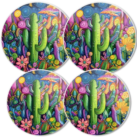 Gas Stove Burner Cover,White Electric Stove Top Protector,Easy to Clean,Cactus In A Whimsical And Color - Filled Illustration