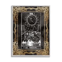 Stupell Industries Patterned Moon Tarot Landscape Painting Gray Framed Art Print Wall Art, 16 x 20