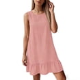 thumbnail image 5 of biudgviw Summer Dresses for Women Ruffle Hem Sleeveless Crewneck Tank Dress Fashion Tie Back Casual Knee Length Dress, 5 of 5