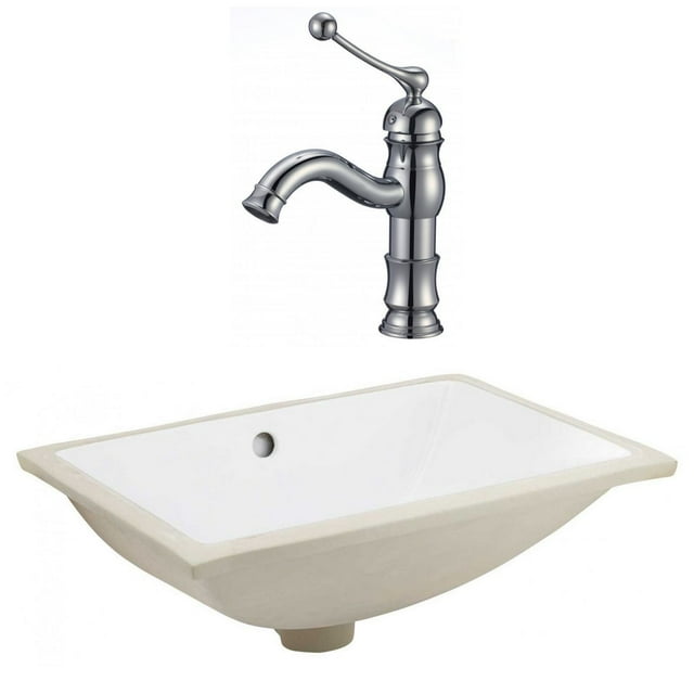 20.75-in. W CSA Rectangle Bathroom Undermount Sink Set In White - Chrome Hardware AI-23103