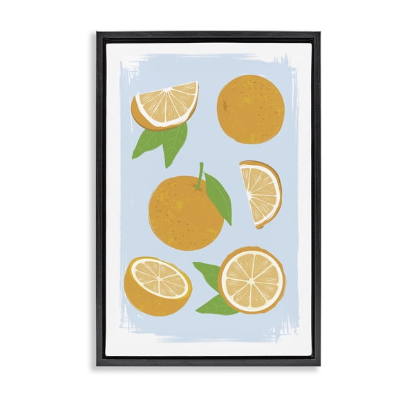 Stupell Industries Farmhouse Pastel Summer Oranges Black Floating Frame Canvas Art, 17 x 25, by Martina Pavlova