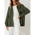 thumbnail image 5 of Women'S Fall Casual Long Sleeve Button Down Loose Light-Weight Shacket Shirt Jacket Coat with Pockets Army Green XXL, 5 of 6