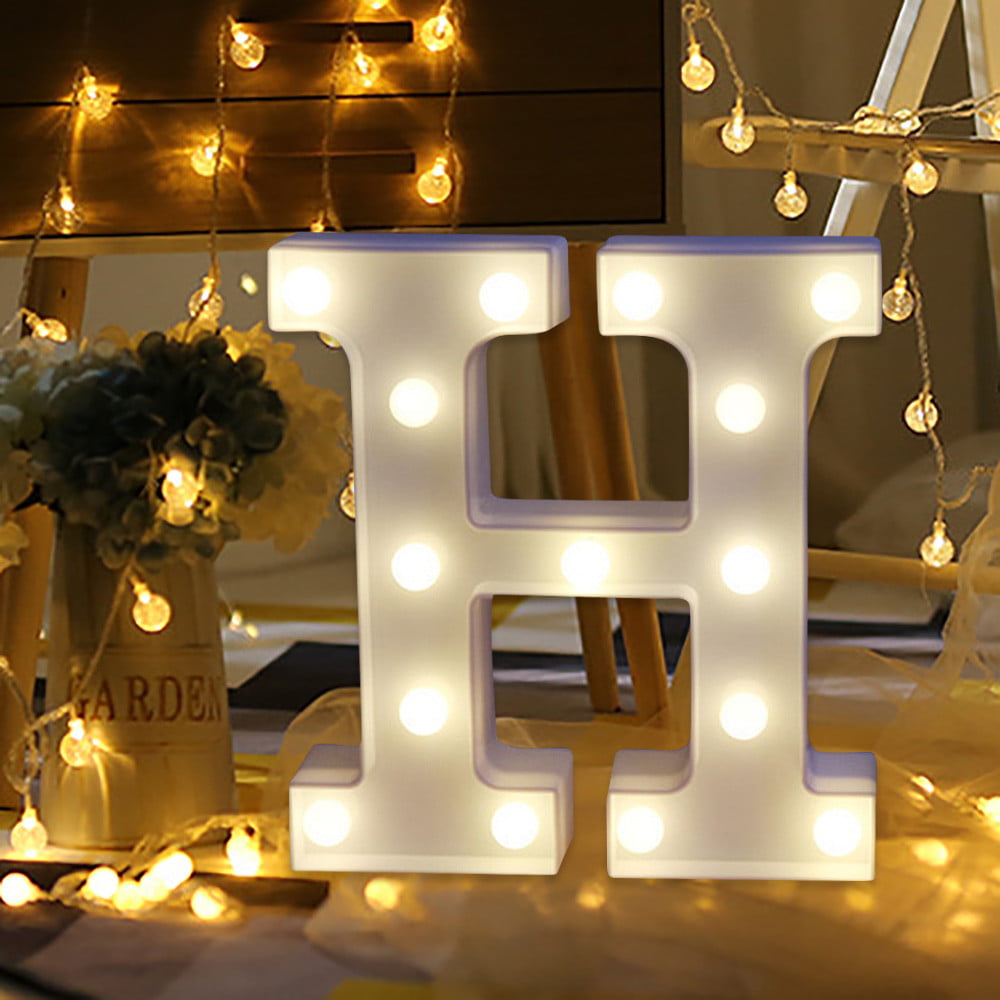 Alphabet LED Letter Lights Light Up White Plastic Letters Standing Hanging AUK 