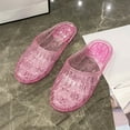 thumbnail image 5 of Xfvqtps Womens Jelly Mules Slide Backless Glitter Close Toe Hollow out Clear Solid Color Waterproof Durable Non Slip Lightweight Breathable Summer Beach PVC Sandals Pink, 5 of 6