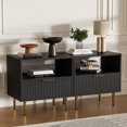 thumbnail image 6 of Nightstand with Drawer, Bed Side Table with Storage, End Table with Open Space for Bedroom, Modern Nightstand with Golden Handle, Side Night Stand for Bedroom, Living Room, Black, 6 of 9