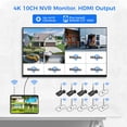 thumbnail image 4 of Hiseeu Outdoor Security Camera System with 10'' Monitor, 500G Hard Drive, 10CH NVR, 4Pcs Wireless 2.4/5G Wi-Fi 5MP Camera, 24/7 Recording,1-Way Audio, Night Vision, 4 of 14