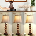 thumbnail image 5 of Set of 2 Touch Control Traditional Table Lamp, 27"H Bedside Lamps with 2 USB Charging Ports, 3-Way Dimmable Bronze Finish Large Nightstand Lamps with Bell Faux Silk Shade for Living Room, Bedroom, 5 of 5
