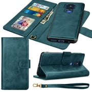 Tiflook Wallet Case For Motorola Moto G Play 2021 Vegan Leather [RFID Blocking] [Removable Detachable Magnetic] Card Holder Flip Cover [Dark Green]