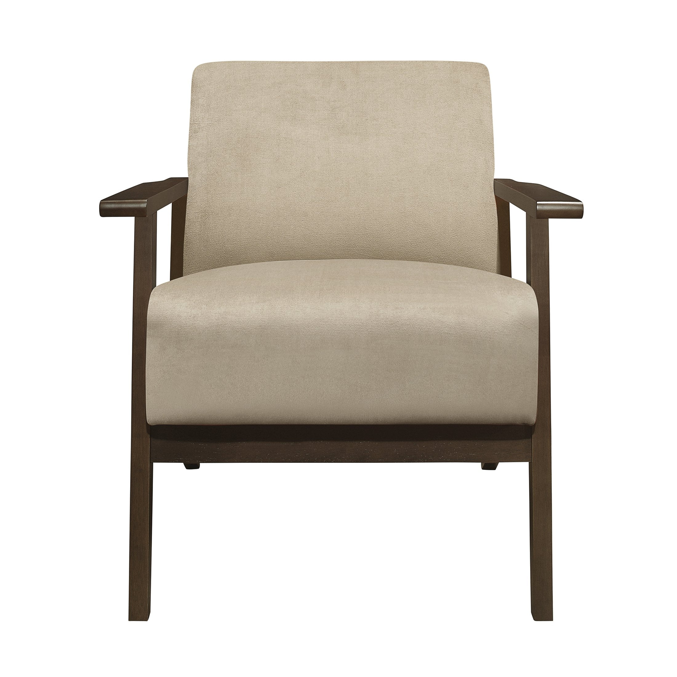 OakvillePark Doran Velvet Fabric Upholstered Accent Chair, Light Brown