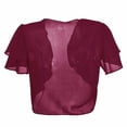thumbnail image 3 of Delayuji Womens Shrug Chiffon Cardigans Double Layer Open Front Short Sleeve Cardigan for Evening Dressy Shawl Chiffon Short Cardigan, 3 of 4