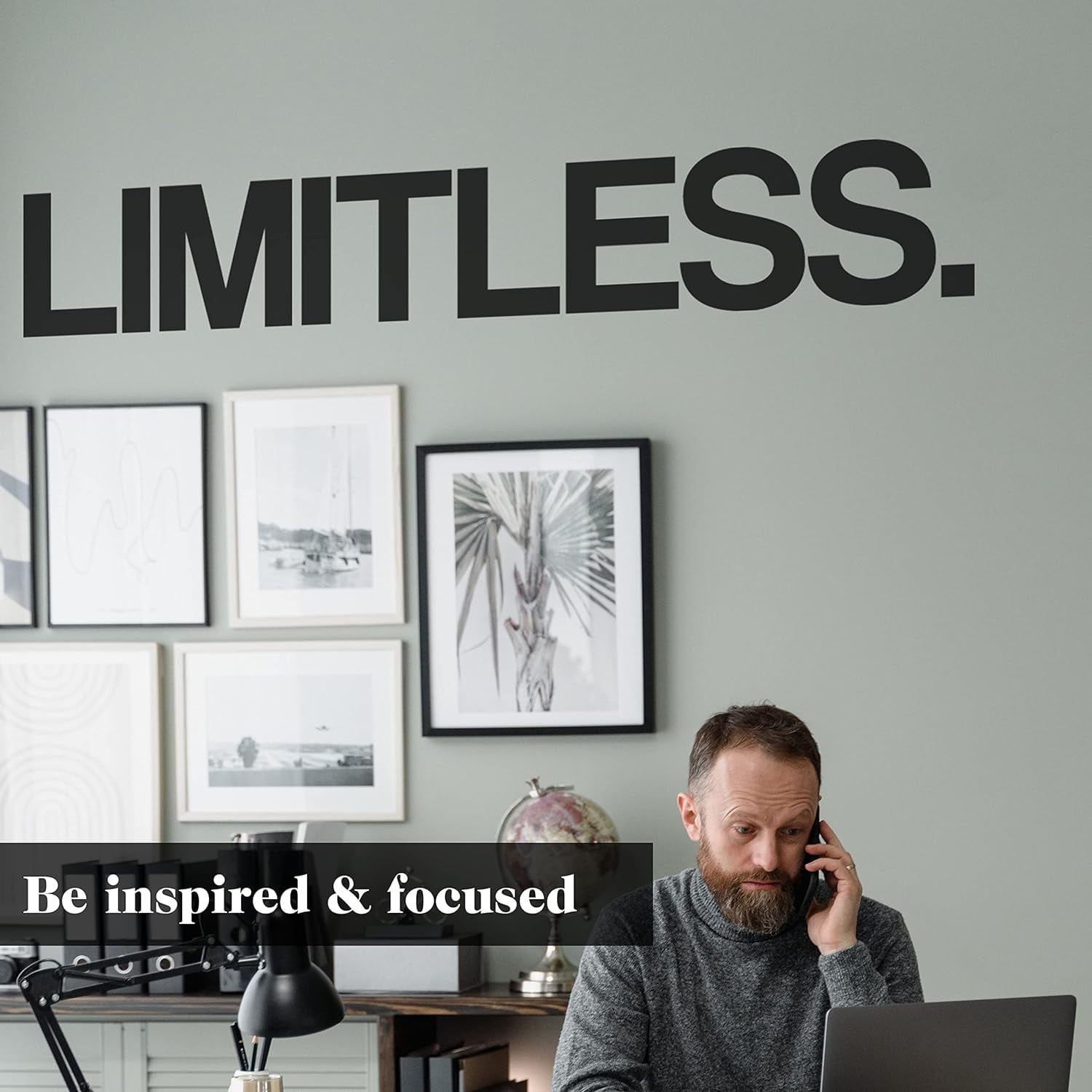 QTH Limitless Wall Decal Sticker Quote for Office Home Gym Decor Inspirational Words and Sayings Motivational Positive Affirmations