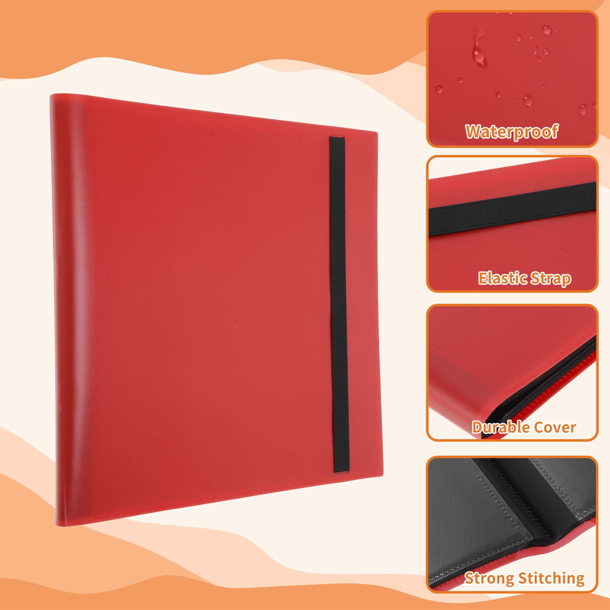Unique Bargains Card Binder with 12 Pockets and 20 Pages for 480 Card Capacity ["Red"]