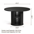 thumbnail image 3 of Asofer Round Dining Table for 4, Circle Dining Table with 2-Layer Storage and Smooth Sliding Wood Doors, Iron Strip Frame Base for Kitchen Living Room, Black, 3 of 10