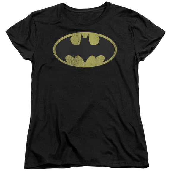 Dc - Retro Bat Logo Distressed - Women's Short Sleeve Shirt - Large