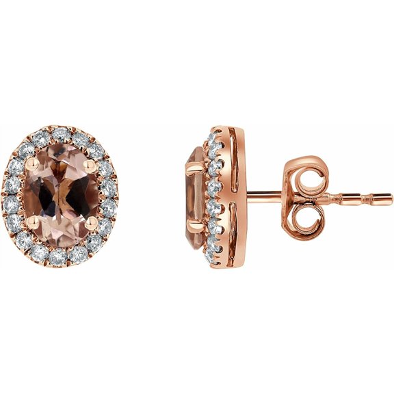 Gems Jewels 925 Sterling Silver 2.20 Ct Oval Cut Peach Morganite Stunning Push Back Women's Stud Earring 14K Rose Gold Plated For Women's