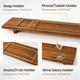 thumbnail image 3 of Teak Bathtub Tray - Wood Bath Caddy Tray 35" for Large Tubs - Adjustable Bathtub Table Trays - Luxury Shower Organizer for Home Spa Relaxation and Reading - Light Walnut Color, 3 of 14