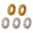 thumbnail image 1 of FELTECHELECTR 5 anillos de masaje con pinchos para dedos, anillo de acupresión sensorial, juguete antiestrés para niños y adultos (2 anillos dorados + 3 anillos plateados), 1 of 6