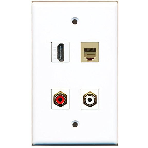 RiteAV - 1 Port HDMI 1 Port RCA Red 1 Port RCA White 1 Port Phone RJ11 RJ12 Beige Wall Plate