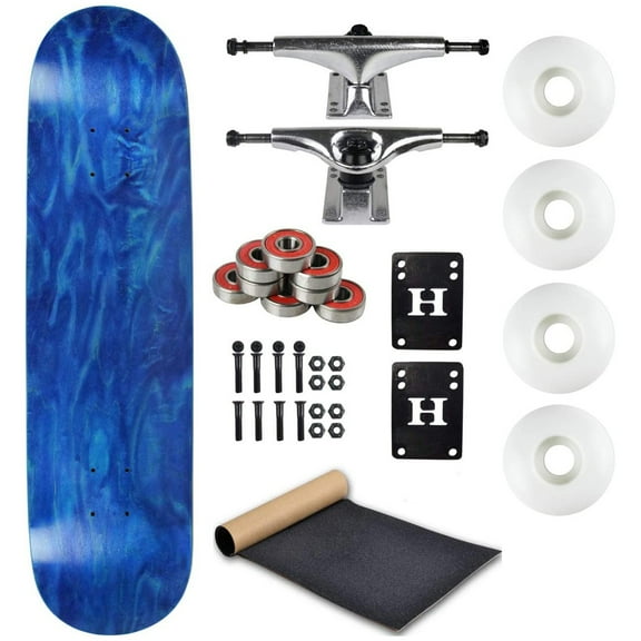Moose Complete Skateboard Stained Blue 7.63" With Silver Trucks and White Wheels